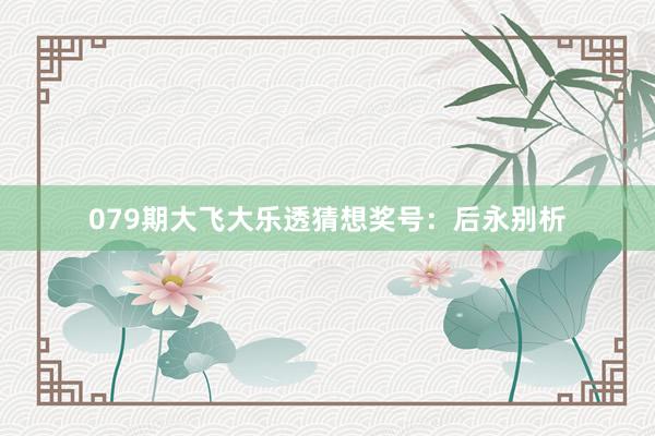 079期大飞大乐透猜想奖号：后永别析