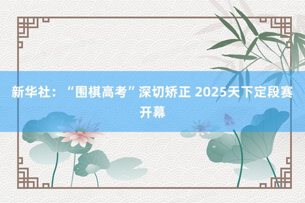 新华社：“围棋高考”深切矫正 2025天下定段赛开幕