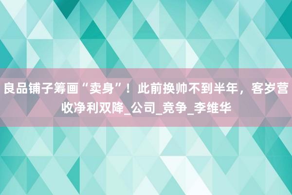 良品铺子筹画“卖身”！此前换帅不到半年，客岁营收净利双降_公司_竞争_李维华