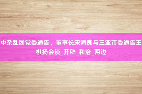中杂乱团党委通告、董事长宋海良与三亚市委通告王祺扬会谈_开辟_和洽_两边