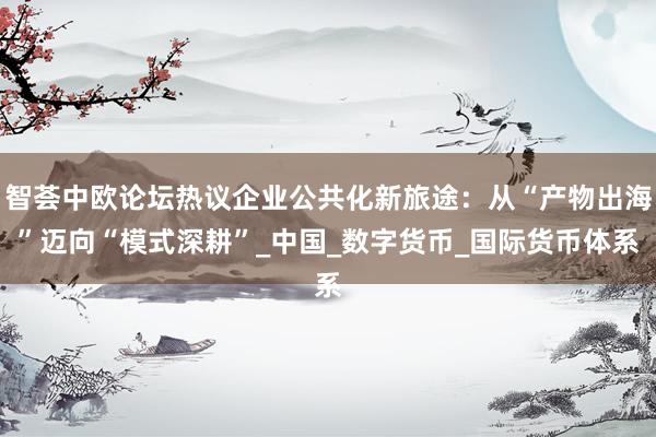 智荟中欧论坛热议企业公共化新旅途：从“产物出海”迈向“模式深耕”_中国_数字货币_国际货币体系