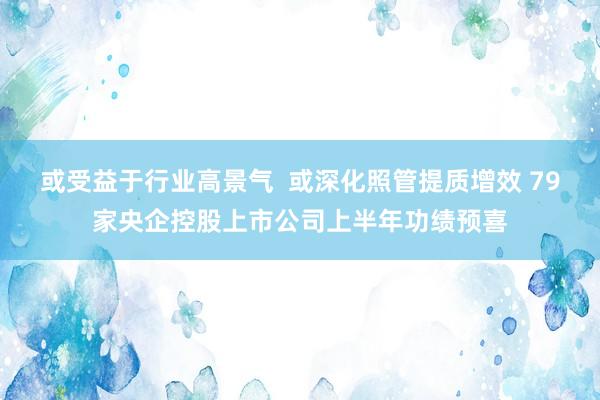 或受益于行业高景气  或深化照管提质增效 79家央企控股上市公司上半年功绩预喜