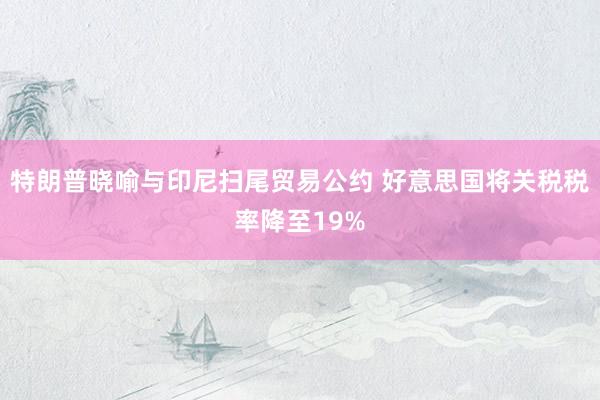 特朗普晓喻与印尼扫尾贸易公约 好意思国将关税税率降至19%