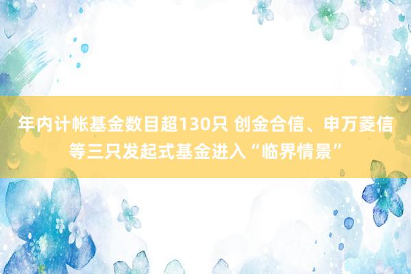 年内计帐基金数目超130只 创金合信、申万菱信等三只发起式基金进入“临界情景”