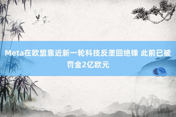 Meta在欧盟靠近新一轮科技反垄回绝锋 此前已被罚金2亿欧元