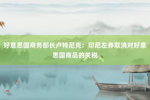 好意思国商务部长卢特尼克：印尼左券取消对好意思国商品的关税