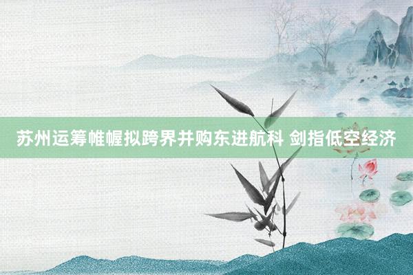 苏州运筹帷幄拟跨界并购东进航科 剑指低空经济