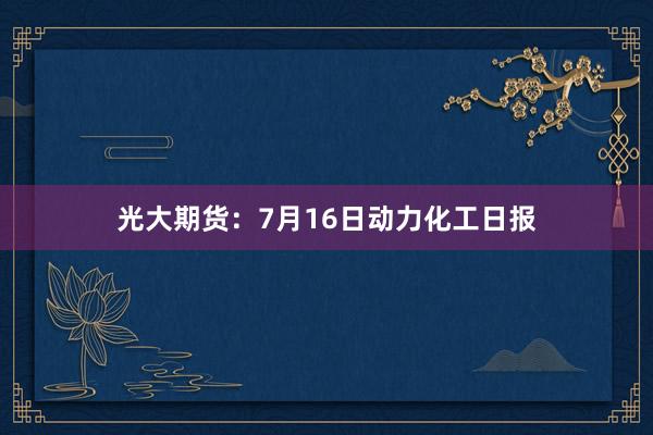 光大期货：7月16日动力化工日报