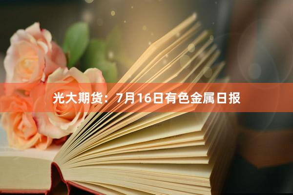 光大期货：7月16日有色金属日报