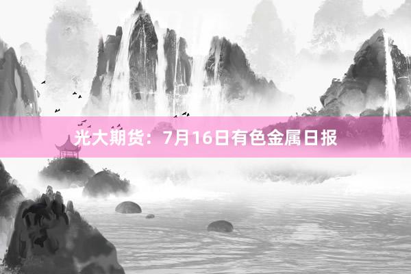 光大期货：7月16日有色金属日报