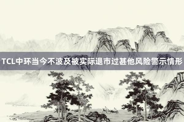 TCL中环当今不波及被实际退市过甚他风险警示情形