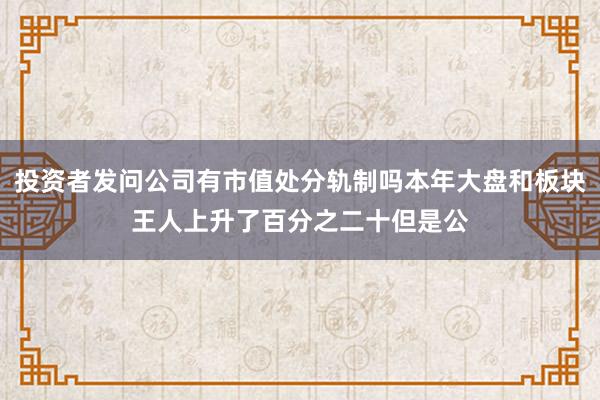 投资者发问公司有市值处分轨制吗本年大盘和板块王人上升了百分之二十但是公