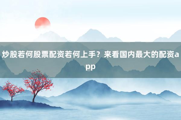 炒股若何股票配资若何上手？来看国内最大的配资app