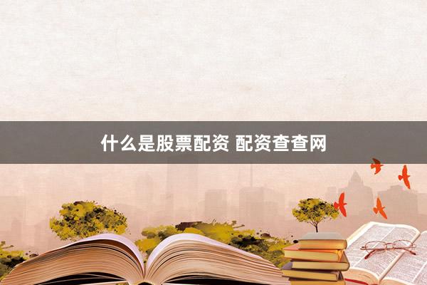 什么是股票配资 配资查查网