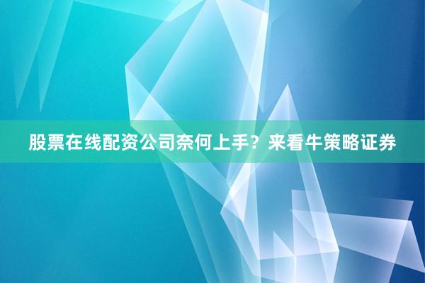 股票在线配资公司奈何上手？来看牛策略证券