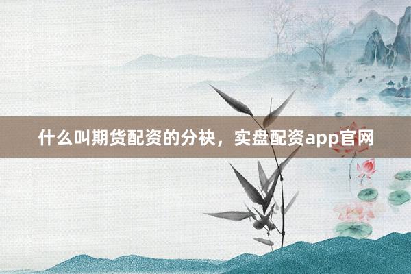 什么叫期货配资的分袂，实盘配资app官网