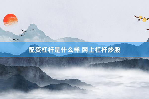 配资杠杆是什么样 网上杠杆炒股