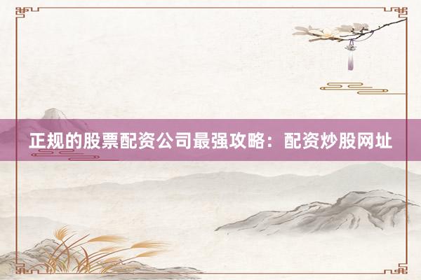 正规的股票配资公司最强攻略：配资炒股网址