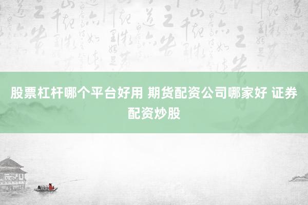 股票杠杆哪个平台好用 期货配资公司哪家好 证券配资炒股
