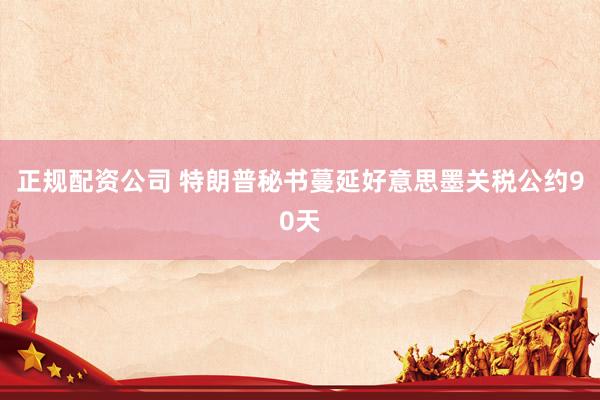 正规配资公司 特朗普秘书蔓延好意思墨关税公约90天