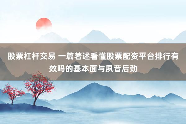股票杠杆交易 一篇著述看懂股票配资平台排行有效吗的基本面与夙昔后劲