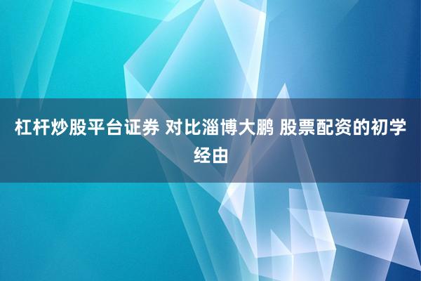 杠杆炒股平台证券 对比淄博大鹏 股票配资的初学经由