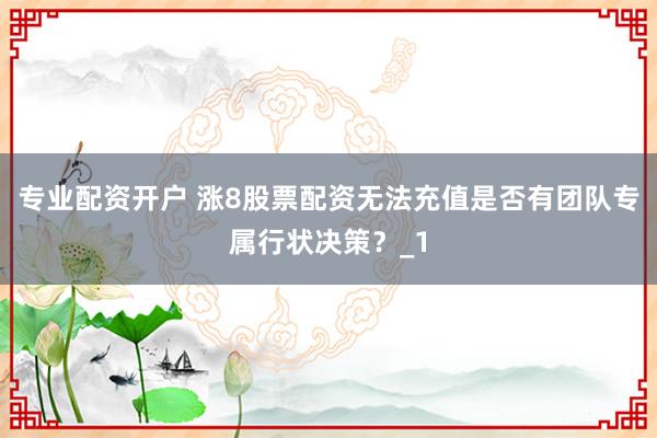 专业配资开户 涨8股票配资无法充值是否有团队专属行状决策？_1