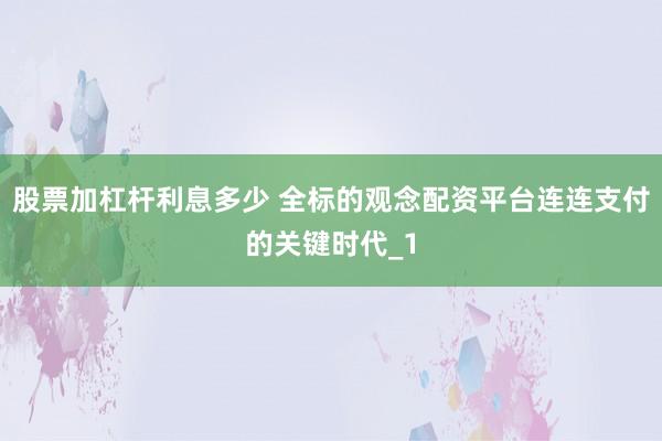 股票加杠杆利息多少 全标的观念配资平台连连支付的关键时代_1