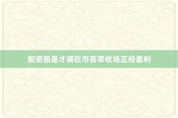 配资股是才调在市荟萃收场正经盈利