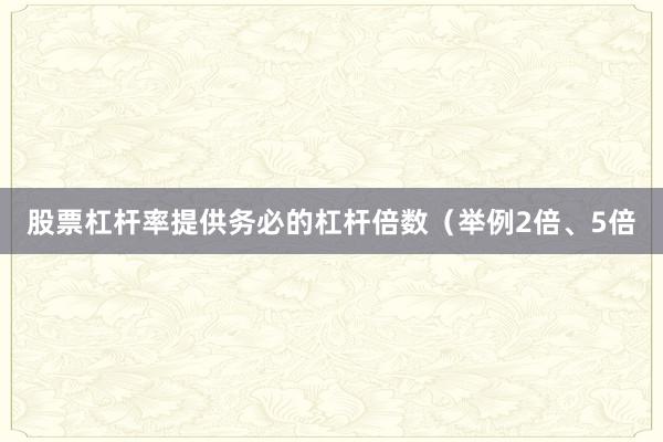 股票杠杆率提供务必的杠杆倍数（举例2倍、5倍