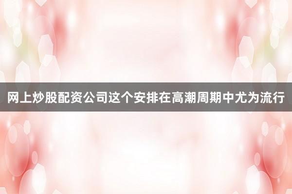 网上炒股配资公司这个安排在高潮周期中尤为流行