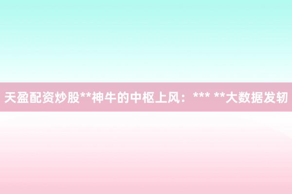 天盈配资炒股**神牛的中枢上风：*** **大数据发轫
