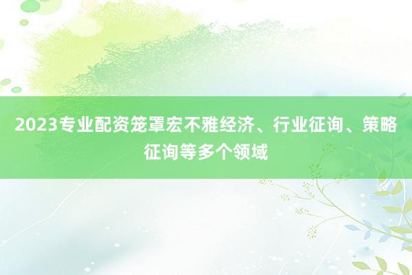 2023专业配资笼罩宏不雅经济、行业征询、策略征询等多个领域