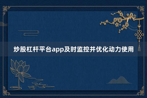 炒股杠杆平台app及时监控并优化动力使用