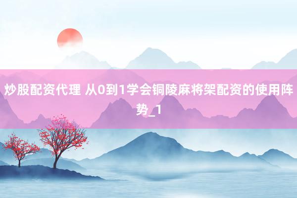 炒股配资代理 从0到1学会铜陵麻将架配资的使用阵势_1