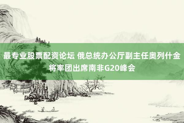 最专业股票配资论坛 俄总统办公厅副主任奥列什金将率团出席南非G20峰会
