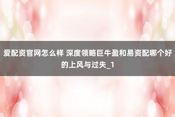 爱配资官网怎么样 深度领略巨牛盈和易资配哪个好的上风与过失_1