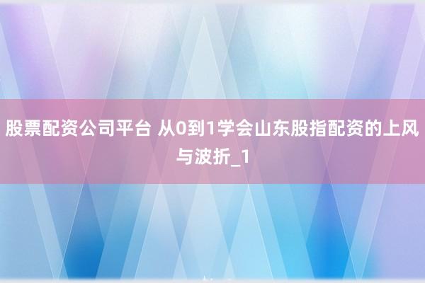 股票配资公司平台 从0到1学会山东股指配资的上风与波折_1