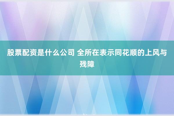 股票配资是什么公司 全所在表示同花顺的上风与残障