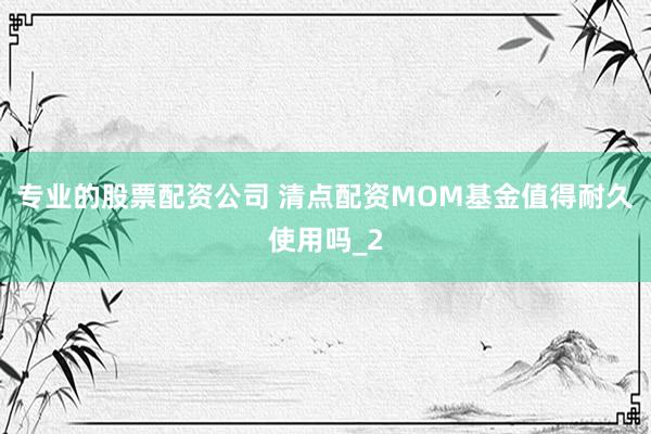 专业的股票配资公司 清点配资MOM基金值得耐久使用吗_2