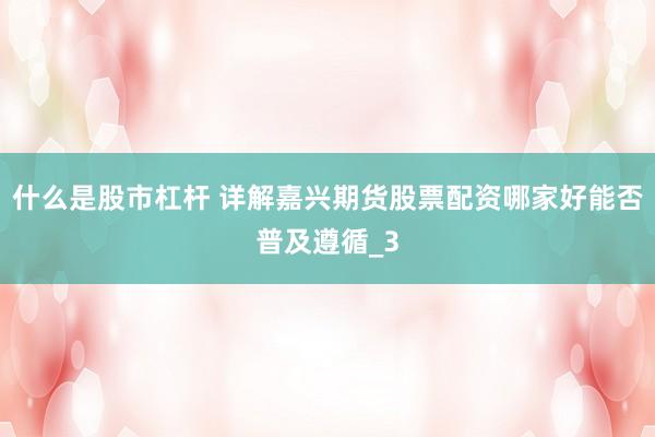 什么是股市杠杆 详解嘉兴期货股票配资哪家好能否普及遵循_3